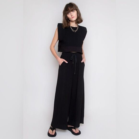 Frankie shop | Linen Padded Shoulder Jogger Set in Cream/Ecru - Picture 8 of 16